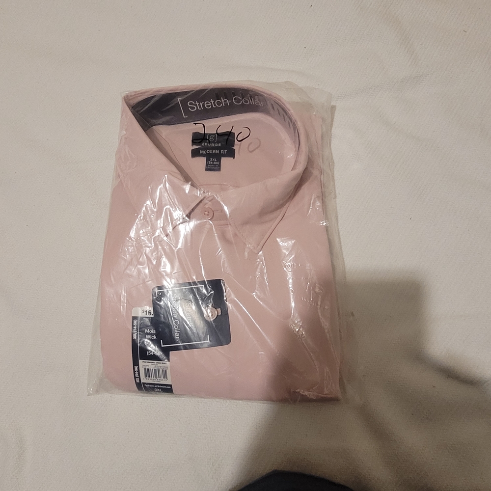 George Men's Soft Pink Dress Shirt with Stretch Collar